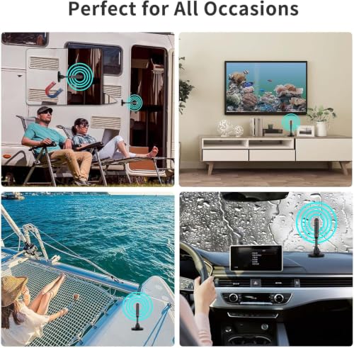 Image of Indoor TV Antenna with 2 Signal Boosters & 32FT Cable - Digital Antenna for Smart TV, Magnetic Base, Supports 4K 1080p - Dual Amplifiers for Long Range Reception of Local Channels(Ivory)