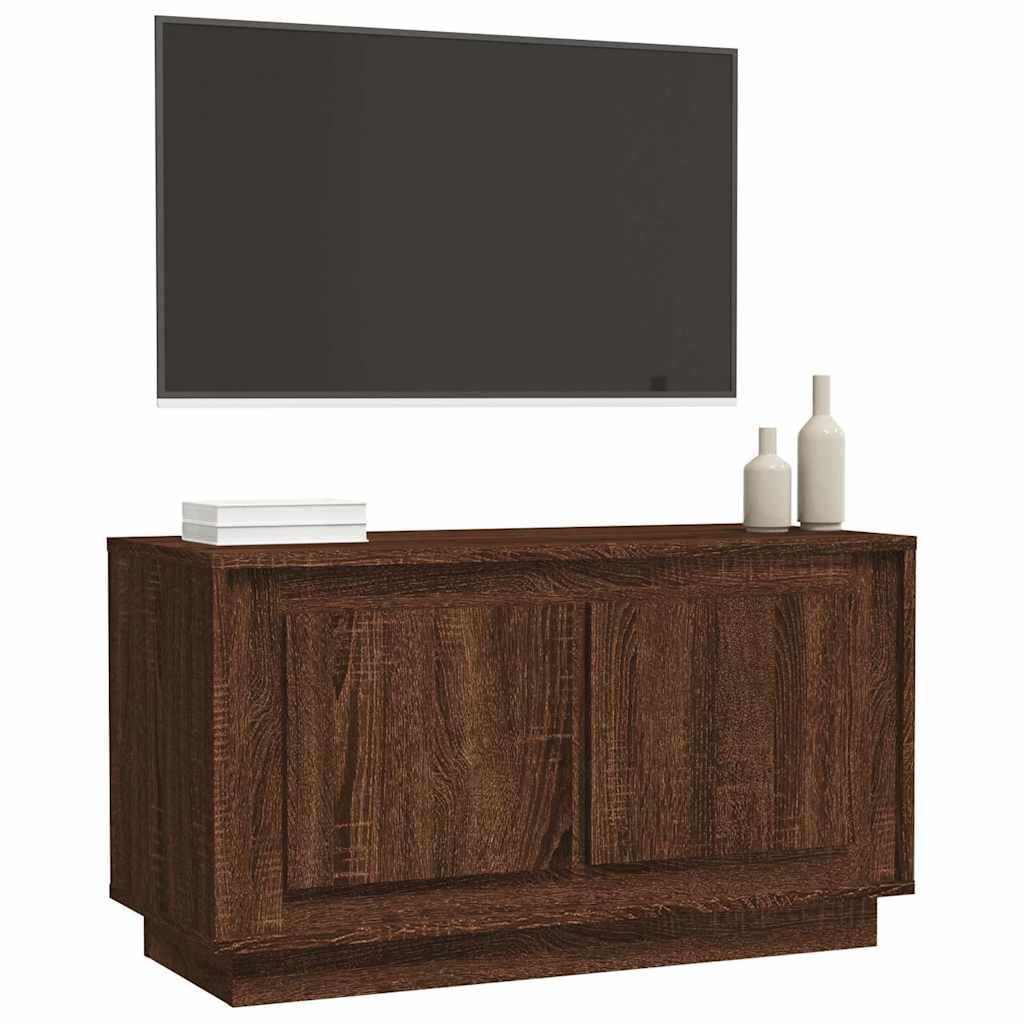Drewnopochodna z szufladami pod telewizor z 2 komorami brąz 80x35x45 cm