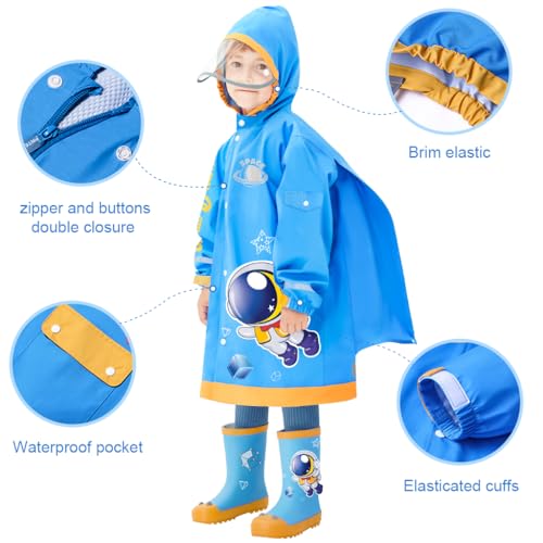 Kids Raincoat Boys Girls Rain Jacket Hooded Rain Poncho Rainproof Cape Rainsuit Reusable Rainwear 4-18 Years3