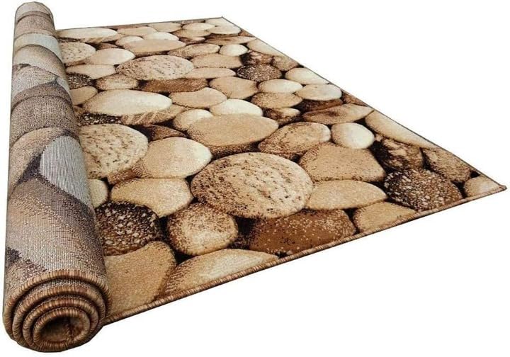 Image of Soft Thick Geometric Acrylic Washable Anti Skid Carpet. for Living Room Bedroom. Hall Size 7 x 10 feet (150X210 Cm) Gold D39