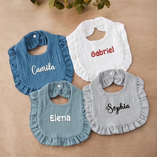 Personalized Baby Girl Bib Custom Embroidered Baby Bib Monogrammed Baby Girl Bib Custom Baby Girl Bib Baby Girl Gift Baby Shower Gift Ruffle Bib (Style 2)