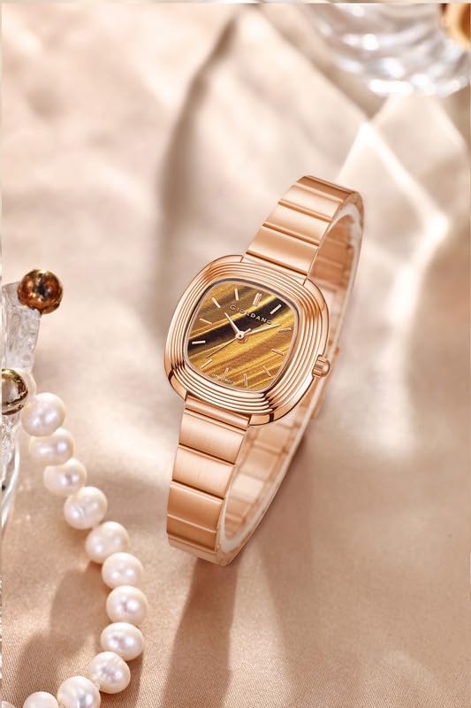Image of Giordano Analog Quartz Watch for Women with SquareTextured Dial, Cushion Layered Bezel Design and Stainless Steel Strap