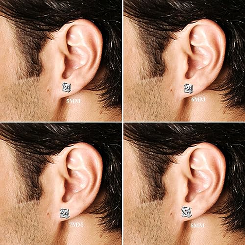 Jstyle 3 Pairs Stainless Steel Mens Womens Magnetic Stud Earrings Non-piercing CZ 5-8mm4