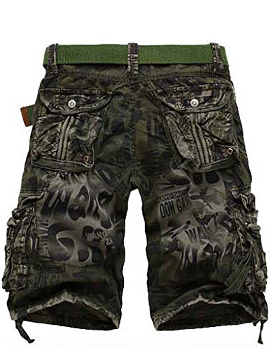 Bestgift bermuda cargo masculina de algodão com vários bolsos, Cinza, US XXL(Asia XXXL)