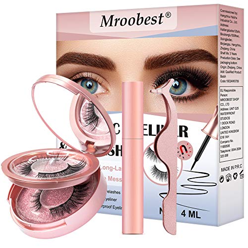 Pestañas Postizas Magneticas, Pestañas Magneticas Delineador, Magnetic Eyeliner, Impermeable y no requiere pegamento. Juego de pestañas magnéticas reutilizables con pestañas y pinzas 3D magnéticas