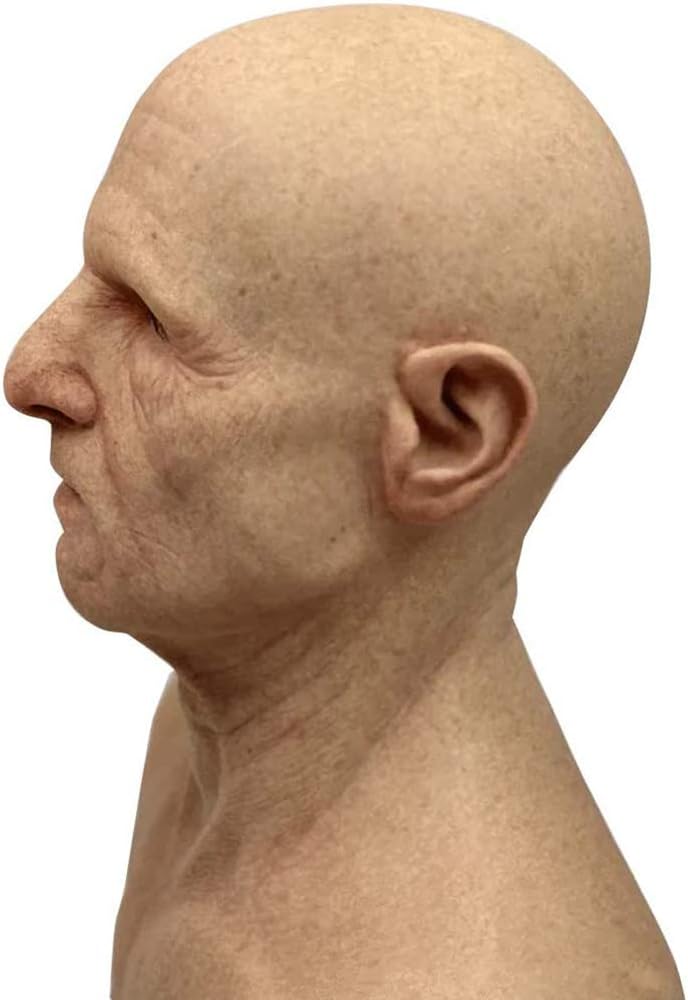 Realistic Old Man Mask Human Face Decorative Halloween Novelty Mask Cosplay Costume Party Latex Full Head Mask, 1*One size