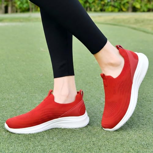 Image of TIOSEBON Women's Walking Tennis Shoes Knit Comfortable Slip on Breathable Mesh Lightweight Sneaker