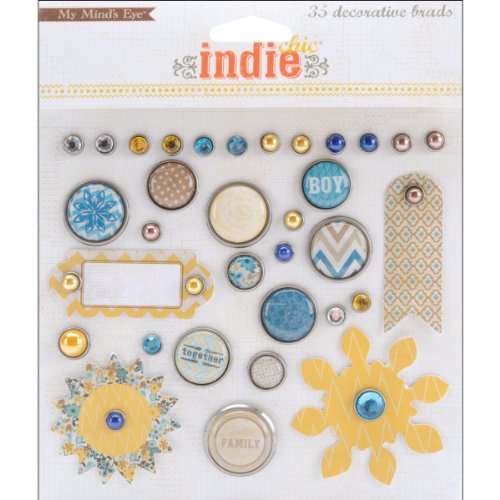 Indie Chic Nutmeg Decorative Brads 35/Pkg-Boy