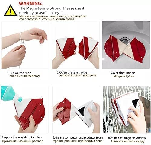 Lavavetri Magnetico per Vetri Pulitore per Finestre e Vetrine con Doppio Magnete per la Pulizia delle Porte