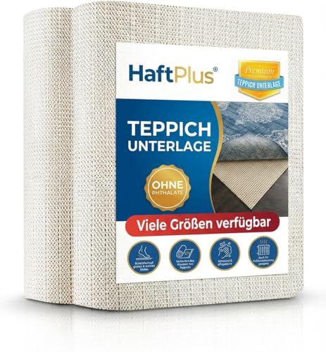 HaftPlus - Teppich Stopper rutschfest und dünn – Antirutschmatte für Teppiche – Zuschneidbare Teppich-Unterlage für sicheren Halt - Größe 120 x 180 cm