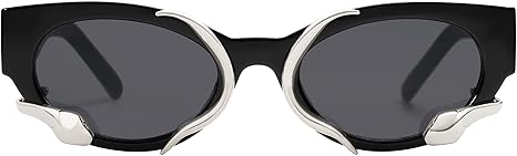 Trendy Sunglasses for Women Men Vintage Narrow Cateye Metal Snake Sunnie Y2k Accessories AP3621