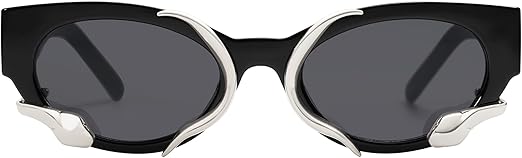 Trendy Sunglasses for Women Men Vintage Narrow Cateye Metal Snake Sunnie Y2k Accessories AP3621