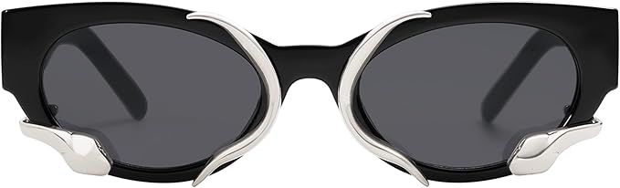 Trendy Sunglasses for Women Men Vintage Narrow Cateye Metal Snake Sunnie Y2k Accessories AP3621