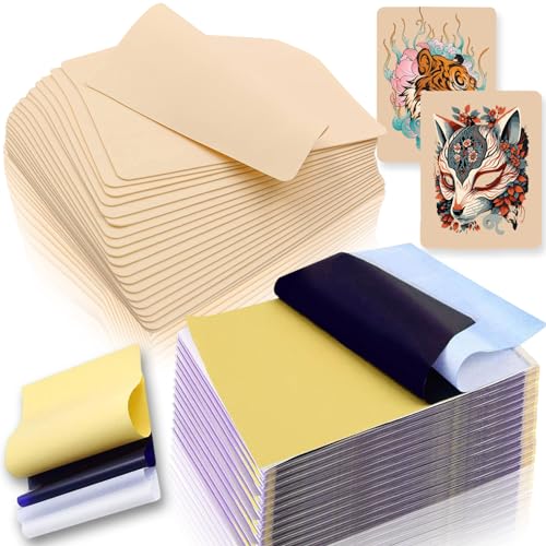 CINRA 20Pcs Tattoo Practice Skin with 20Pcs Transfer Paper, Tattoo Fake Skin and Tattoo Stencil Paper Kit Including Double Sided Skin and Tattoo Tracing Paper for Tattoo Practice Tattoo Kit Supplies