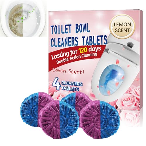 KOAHDE Tableta para Limpiar Baños,Bloque Azul Automático Limpiador,Tabletas de Limpieza de Inodoro,Limpiador Potente para Manchas de Inodoros,Bloques de Inodoros de Agua Azul,4PC