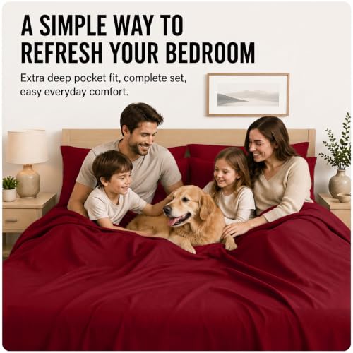 Image of CozyLux 6-Piece Cal King Sheet Set, Fits 18-21 Inch Mattresses, Oeko-TEX