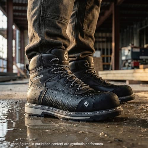 Image of SUREWAY Men's 6 inch Soft /Composite Toe Heavy Duty Waterproof Work Boot GoodyearWelt Oil /Slip Resistant Dual-Density Comfortable Outsole Crazy Horse Leather EH Construction Industrial Safety Work Boots