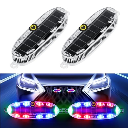 Dinfu Wireless Solar Strobe Lights,Red Blue Green Emergency Warning Lights,Anti-Collision Flashing...