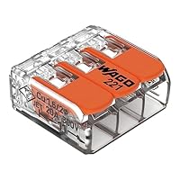 WAGO Verbindungsklemmen 221-413 | 3-polig, bis 4 mm², COMPACT Kabelverbinder mit Hebel für alle Leiterarten weltweit, bestätigte Anwendungssicherheit, 12 Stück