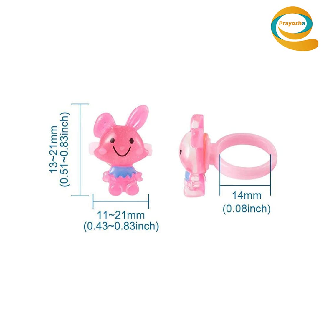 Plastic Pink Cartoon Pretend Play Toy Fancy 36 Finger Ring for Girls Kids 2