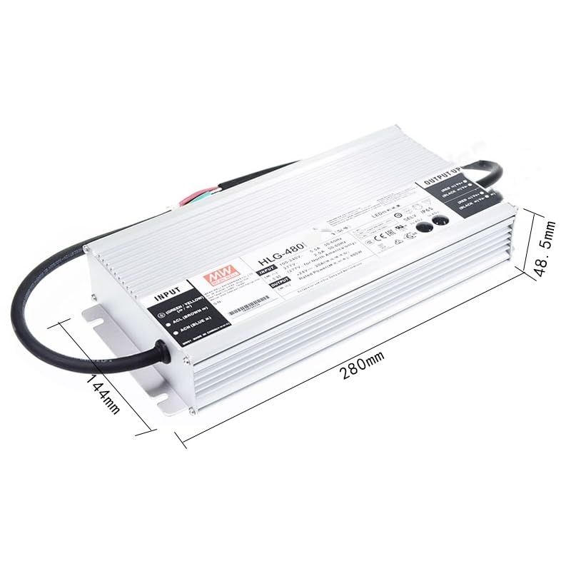 HLG 480W 2100mA LED Driver, HLG-480H-C2100B Trasformatore convertitore di alimentazione switching con IP67, funzione PFC, custodia in metallo, dimmerazione 3 in 1