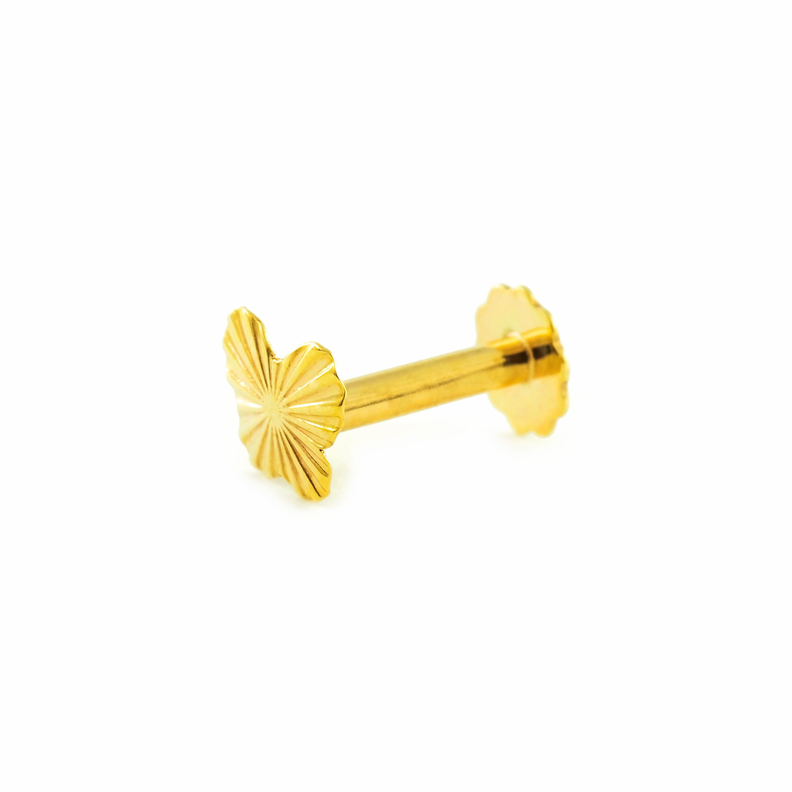 Mondepe 2924 Gelbgold-Piercing, 9 Karat (9 Karat), geschnitzt, mit Geschenkbox, Garantiezertifikat, Normal, Gelbgold, Kein Stein