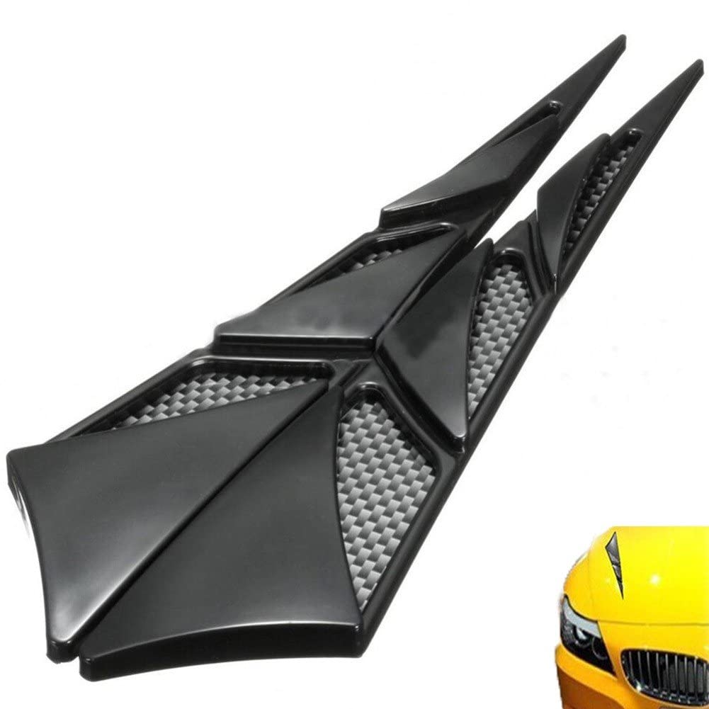 Baokuan 2pcs Black Cars Auto Vehicle Tuning Air Flow Intake Scoop Bonnet Vent Cover Hood Trim Decoration Exterior Accessories Universal