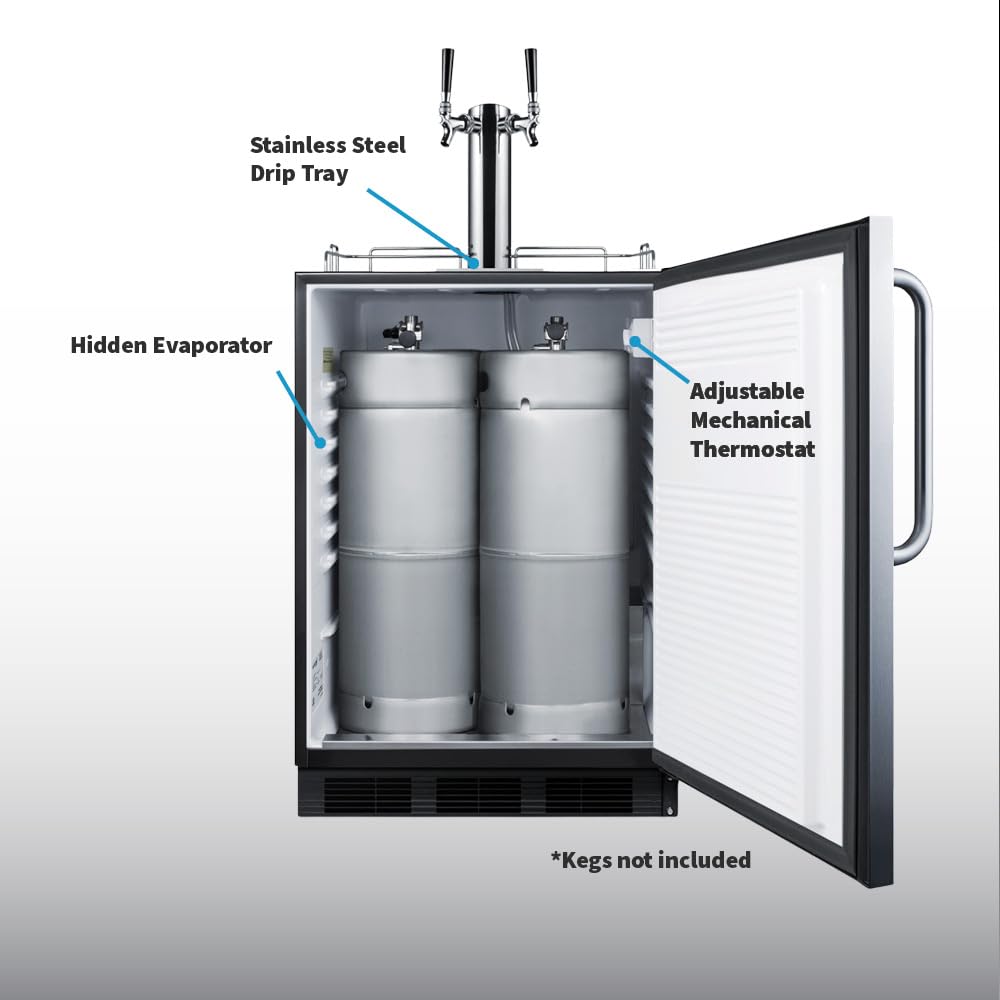 Summit 24" Undercounter Built-In Kegerator, Dual Tap Kit, ADA-Compliant, Stainless Steel - SBC58BLBICSSADA