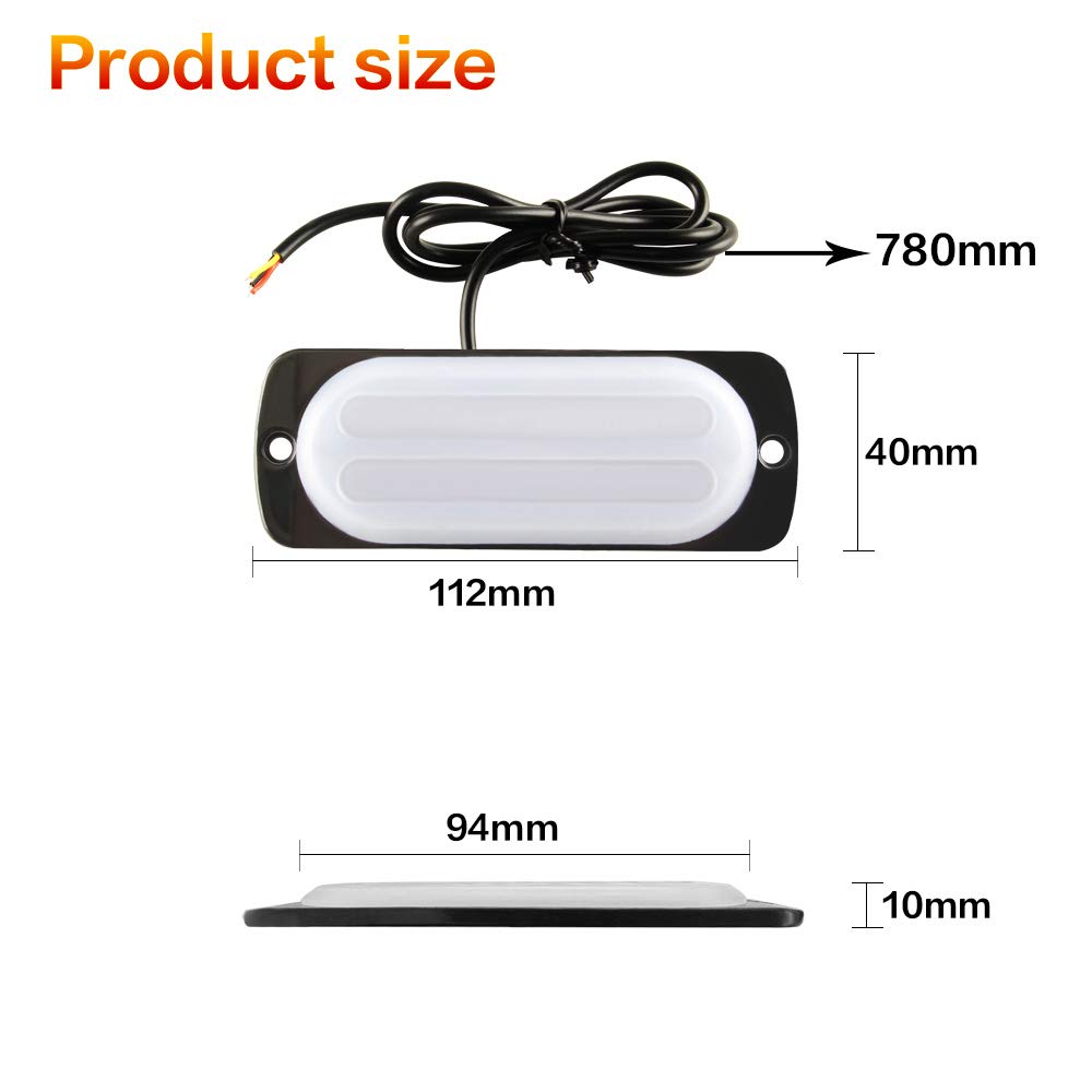 4X12 LED Red Bursztyn ostrzegawczy Strobe Lights Awaryjny montaż powierzchniowy Migające światło awaryjne Uwaga Niebezpieczeństwo Światło Bar 12-24V dla ciężarówki Van Off Road SUV