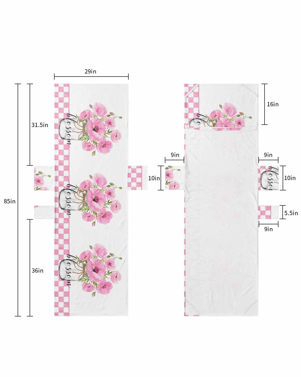 Pink Flower Plaid, Beach Lounge Chair Towel Cover, Soft Chaise Lounge Towel with Side Pockets Patio Pool Chairs Cover for Beach/Pool Sunbathing 29x85 Buffalo White Checkered Bottle Botanical Floral