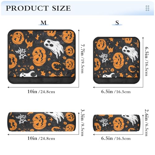 Image of Gothic Funny Halloween Ghost and Pumpkins Seat Belt Cover Pad 2 Pcs Soft Cute Seatbelt Covers Protector Support Head Neck Shoulder Strap for Car Seats High Chair Backpack for Adults Kids Women