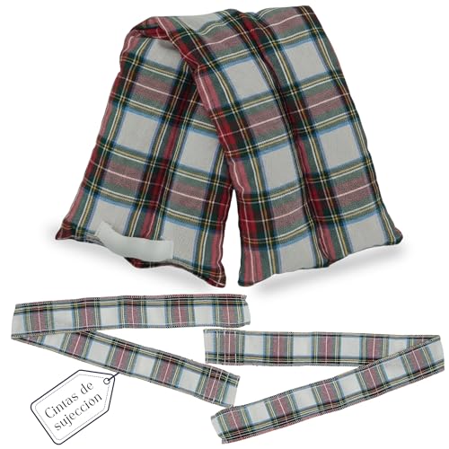 Saco Semillas Microondas-Cojin Térmico Ajustable al Cuerpo-100% Algodón con trigo y Lavanda-Bolsa para Alivio Natural de Dolores Musculares,Menstrual y Lumbago(Escocés sin funda)