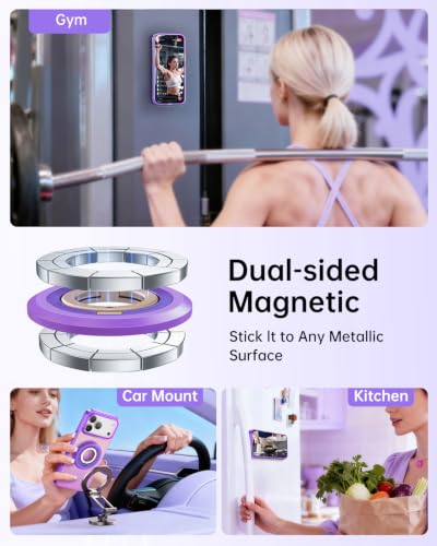 Image of SYNCWIRE Magnetic Phone Ring Holder, for MagSafe Phone Grip Stand Kickstand | 360 Rotation, Double-Sided Magnet, Cell Phone Grip Finger Holder, for iPhone 17 16 15 14 13 12 Pro Max, MagSafe Accessories