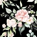 BKSTICK Black Floral Peel and Stick Wallpaper Self Adhesive Removable Pink Watercolor Botanical Flower Vintage Dark Accent Wall for Bedroom Living Room Renter Friendly 17.7" x 118"