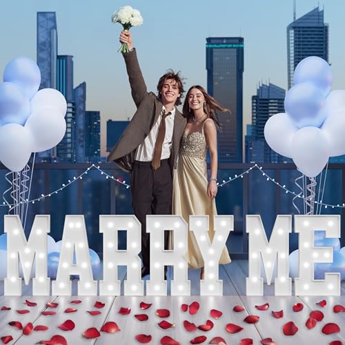 imprsv Marry Me Light up Letters, 2FT Will You Marry Me Sign for Wedding Engagement Proposal Decor, Marquee Letters for Romantic Married Anniversary Party Decorations