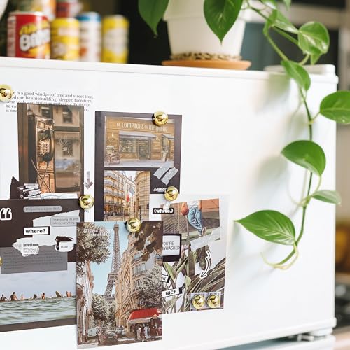 Imanes pequeños redondos dorados para refrigerador 12 pcs miniatura 4