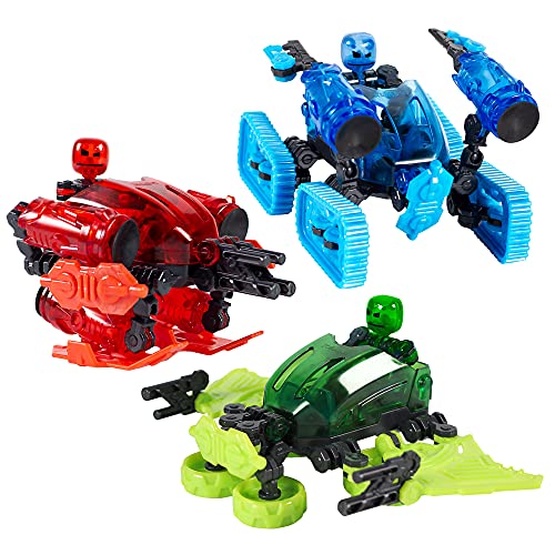 Zing Klikbot Megabots - conjunto de três - verde, azul e vermelho, figuras de brinquedo com acessórios exclusivos, para crianças 8 Plus