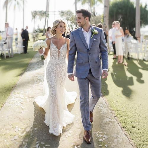 CHITONE Men's Suit Slim Fit 2 Piece Stretch Suits for Men Tuxedo Jacket,Two Button Dress Jacket &Pants for Wedding Party Prom2