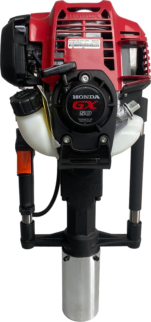 Berger & Schröter | Benzin Honda GX50 Motor 2PS 4 Takt Pfahlramme Zaunpfahlramme Pfostenramme Handramme 25-50J Schlagenergie, Rot