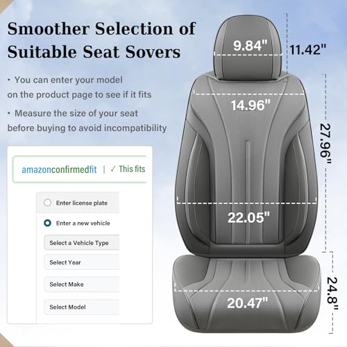 Image of Coverado Gray Car Seat Covers Front Seat, 2 Pack Waterproof Leather Seat Covers, Front Seat Covers for Cars, Breathable Car Seat Protector Universal Front Car Seat Cushion Fit for Most Cars, Trucks