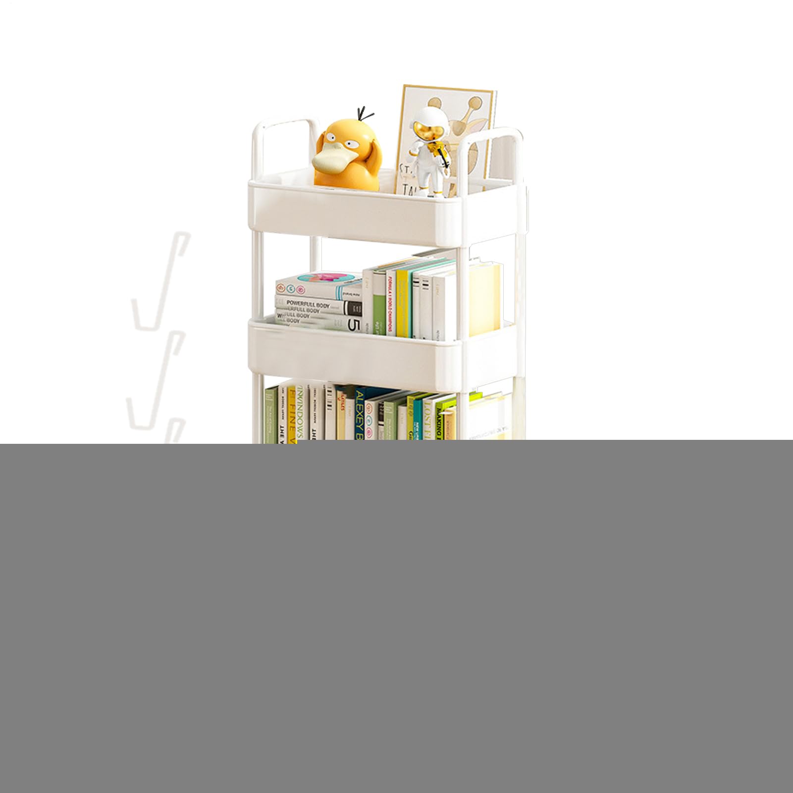 Estantes Móviles para Libros, Carro Rodante Utilitario, Estantería Móvil con Ruedas, Baño 3/4 Niveles Multifunción, Carrito Rodante para Libros Biblioteca para Habitación Y Oficina