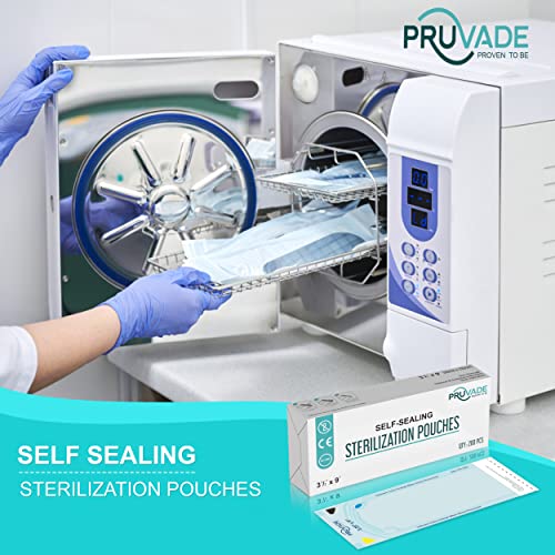 Pruvade Sterilization Pouches - 200 Pack 3.5” X 10” Sterilizer Bags For Dental Offices - Autoclave Self Sealing Sterilization Pouch For Dental Instruments, Nail Techs, Tattoo, Medical Lab- 3.5” X 10” #TOP4