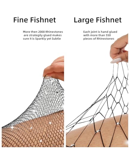 Plus Size Fishnet Tights Sparkly Stockings Glitter Pantyhose Hosiery with Diamond-2 Styles2