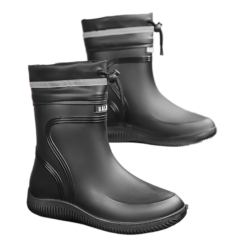 1pr Unisex Plush Waterproof Rain Boots - Mid-Calf PVC Fashion Sneakers with Anti-Slip Sole, Warm Fleece Lining, and Durable EVA Insole for Outdoor Activities
