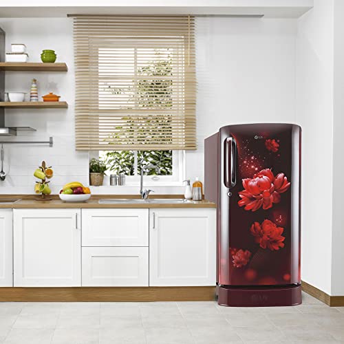 Image of LG 190 L 5 Star Smart Inverter Direct-Cool Single Door Refrigerator Appliance (GL-D201ASCZ, Scarlet Charm, With Base stand with Drawer & Fast Ice Making, 2022 Model)