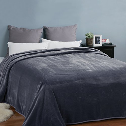 EASELAND Soft Travel Size Blanket All Season Warm Fuzzy Microplush Lightweight Thermal Fleece Blankets for Couch Bed Sofa,Throw,50x61 Inches,Dark Gray - Thumbnail 6