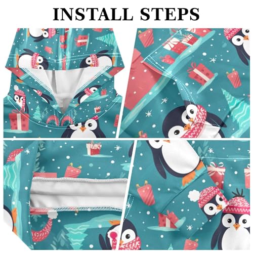 Kids Hoodies Sweaters Christmas Xmas Penguin Hooded Sweatshirts with Big Pockets for Boys Girls B04004223