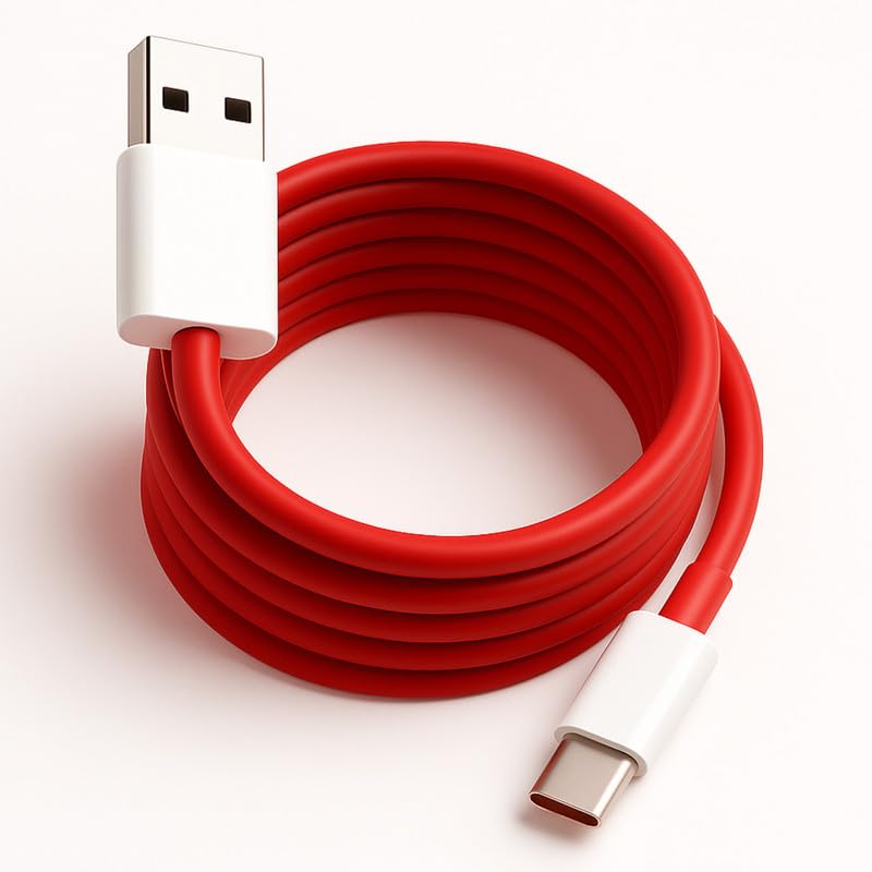Image of XYKOS Oneplus Original 100W USB Type C Data Sync Fast Charging Cable, Compatible with OnePlus 15 /15R /Nord 6, Open 100Watt Wire, High Speed Durable Tangle Free Quick Charge Power Cord, Red Cable Wire