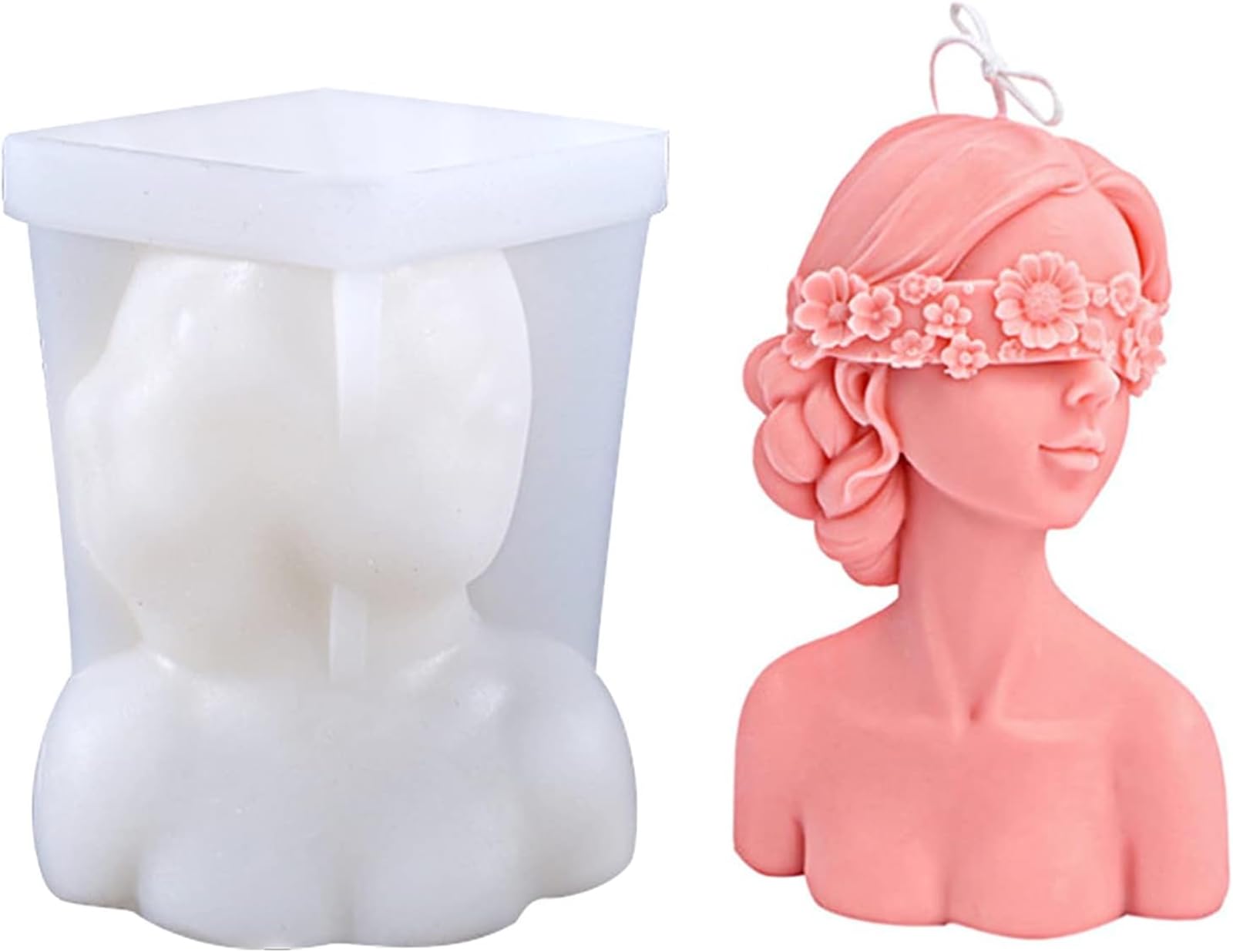 SOFTCREATO Blind Folded Women Face Shape Silicone Candle Molds I 3D Fondant Silicone Bust of Girl Wax Mould I Handmade Ornament Aromatherapy Plaster, Soap, Resin Casting, Art Craft Making Tools-image-45