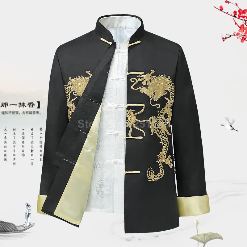 Traditional Chinese Style Embroidery Dragon Hanfu Blouse Tang Suit Men's Kung Fu Tops Jackets Cheongsam Year Coats2